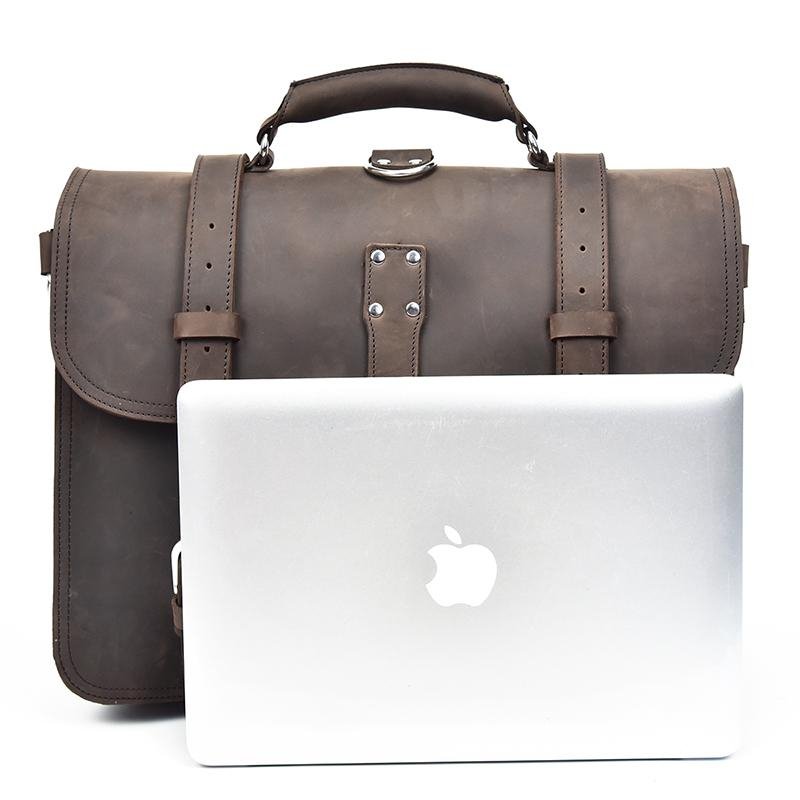 The Gustav Messenger Bag | Large Capacity Vintage Leather Messenger Bag - Drakoi Marketplace