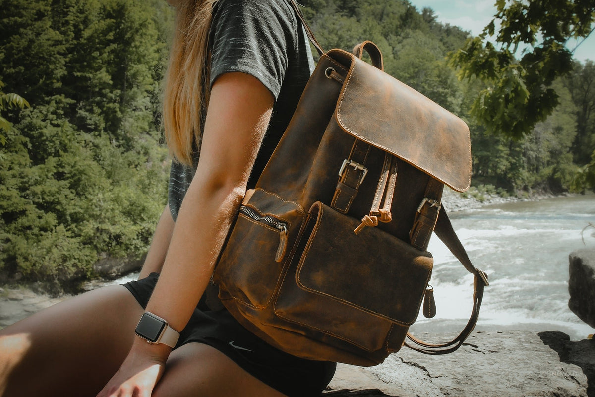 The Hagen Backpack | Vintage Leather Backpack - Drakoi Marketplace