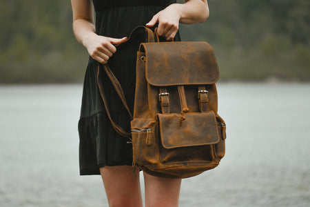 The Hagen Backpack | Vintage Leather Backpack - Drakoi Marketplace