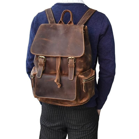 The Hagen Backpack | Vintage Leather Backpack - Drakoi Marketplace