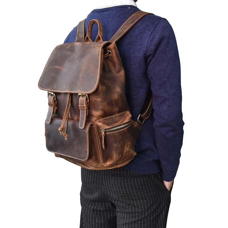 The Hagen Backpack | Vintage Leather Backpack - Drakoi Marketplace