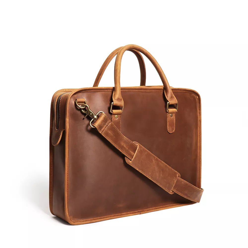 The Hemming Leather Laptop Bag | Vintage Leather Briefcase - Drakoi Marketplace