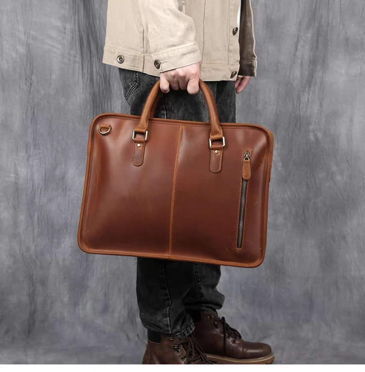 The Hemming Leather Laptop Bag | Vintage Leather Briefcase - Drakoi Marketplace