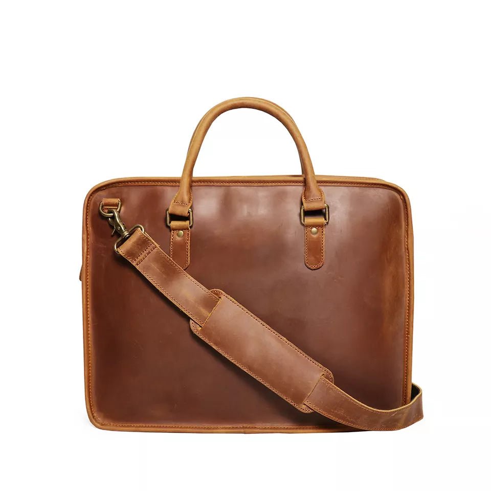 The Hemming Leather Laptop Bag | Vintage Leather Briefcase - Drakoi Marketplace