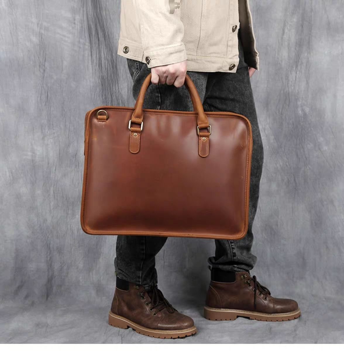 The Hemming Leather Laptop Bag | Vintage Leather Briefcase - Drakoi Marketplace