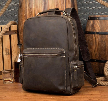 The Langley Backpack | Genuine Vintage Leather Backpack - Drakoi Marketplace