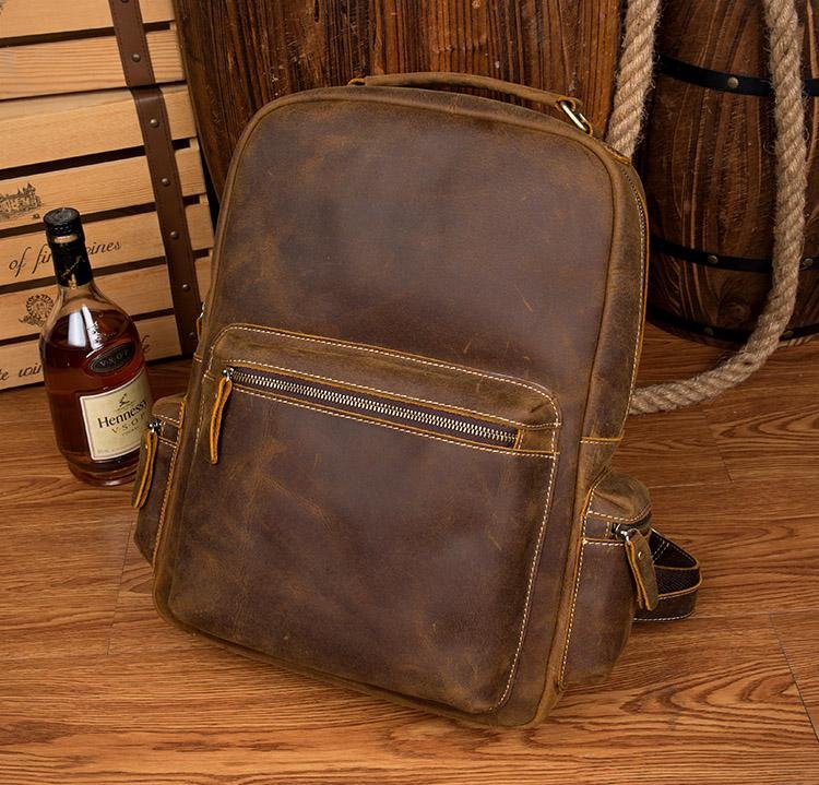 The Langley Backpack | Genuine Vintage Leather Backpack - Drakoi Marketplace