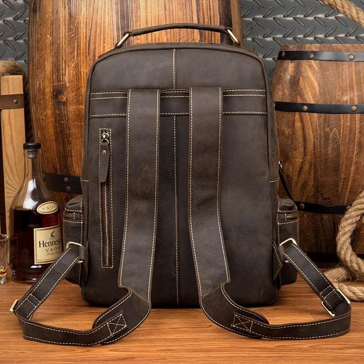 The Langley Backpack | Genuine Vintage Leather Backpack - Drakoi Marketplace