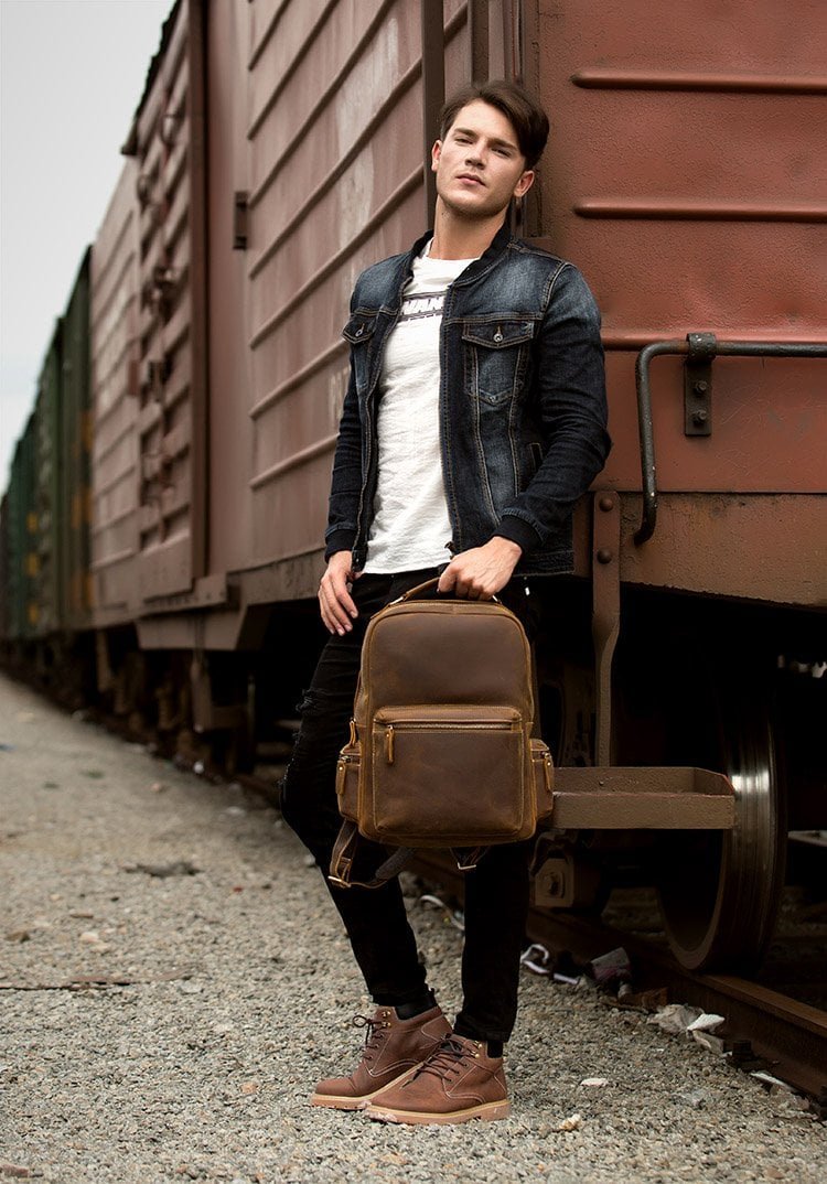 The Langley Backpack | Genuine Vintage Leather Backpack - Drakoi Marketplace