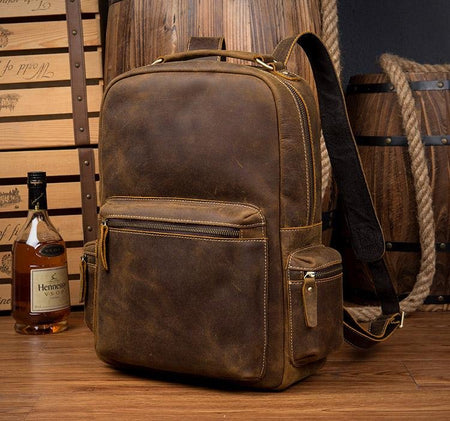 The Langley Backpack | Genuine Vintage Leather Backpack - Drakoi Marketplace