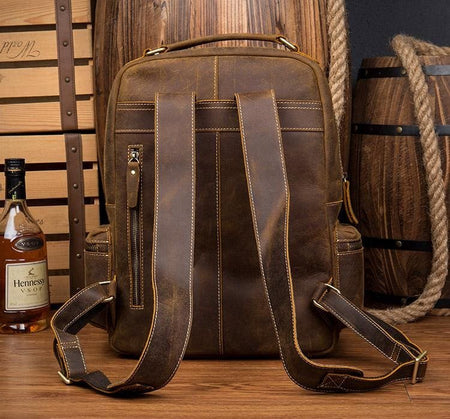 The Langley Backpack | Genuine Vintage Leather Backpack - Drakoi Marketplace