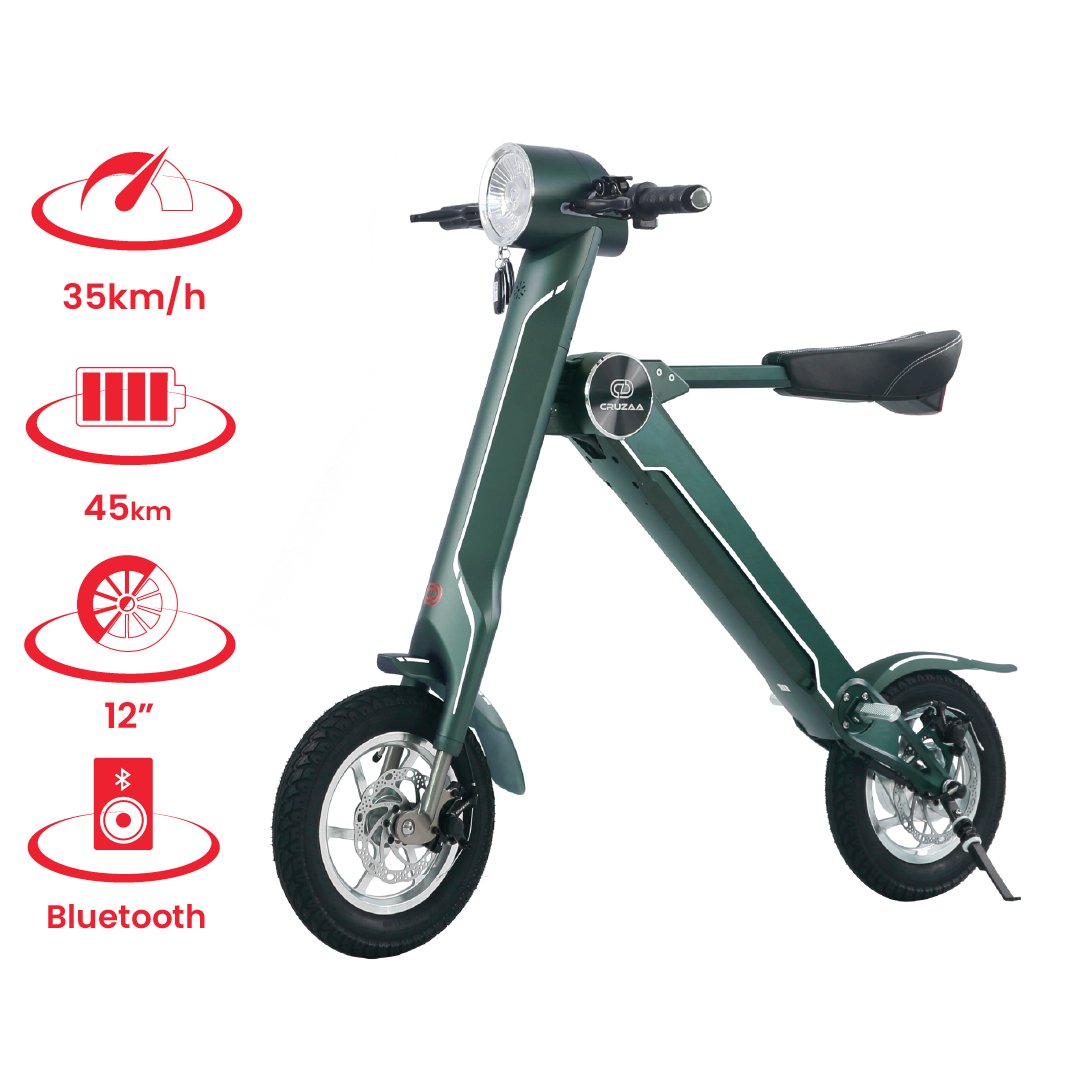 The Limited Ediotion Cruzaa Electric Scooter - 45km Range & 35kmh Top Speed Cruzaa Built in Bluetooth & Speakers +USB - Magno Green - Drakoi Marketplace