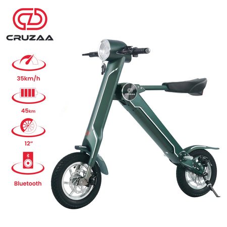 The Limited Edition Cruzaa Electric Scooter - 45km Range & 35kmh Top Speed Cruzaa Built in Bluetooth & Speakers + USB - Magno Green - Drakoi Marketplace