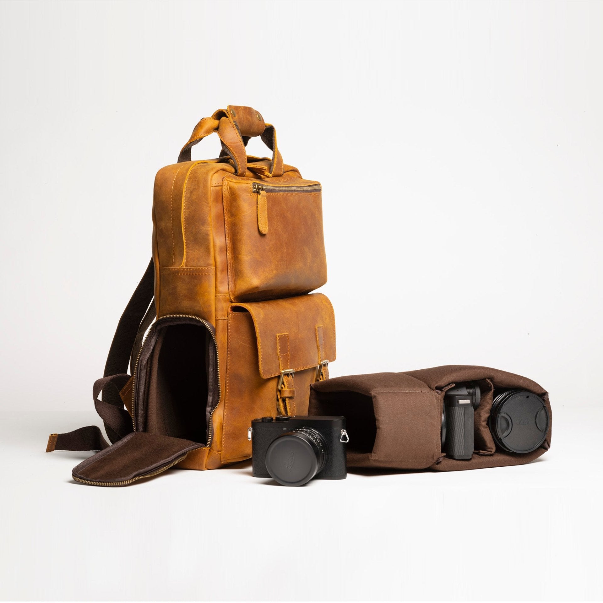 The MANN Bag | Large Capacity Leather Camera Backpack - Drakoi Marketplace