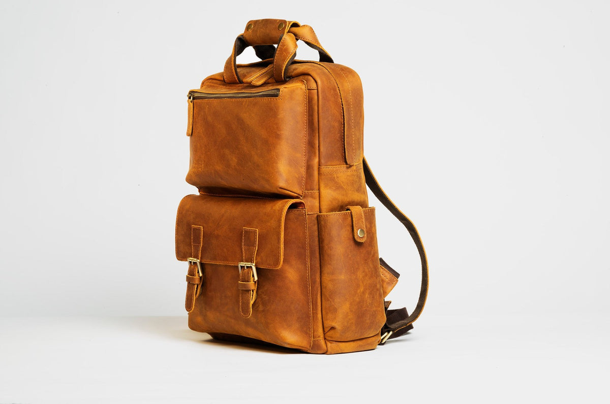 The MANN Bag | Large Capacity Leather Camera Backpack - Drakoi Marketplace