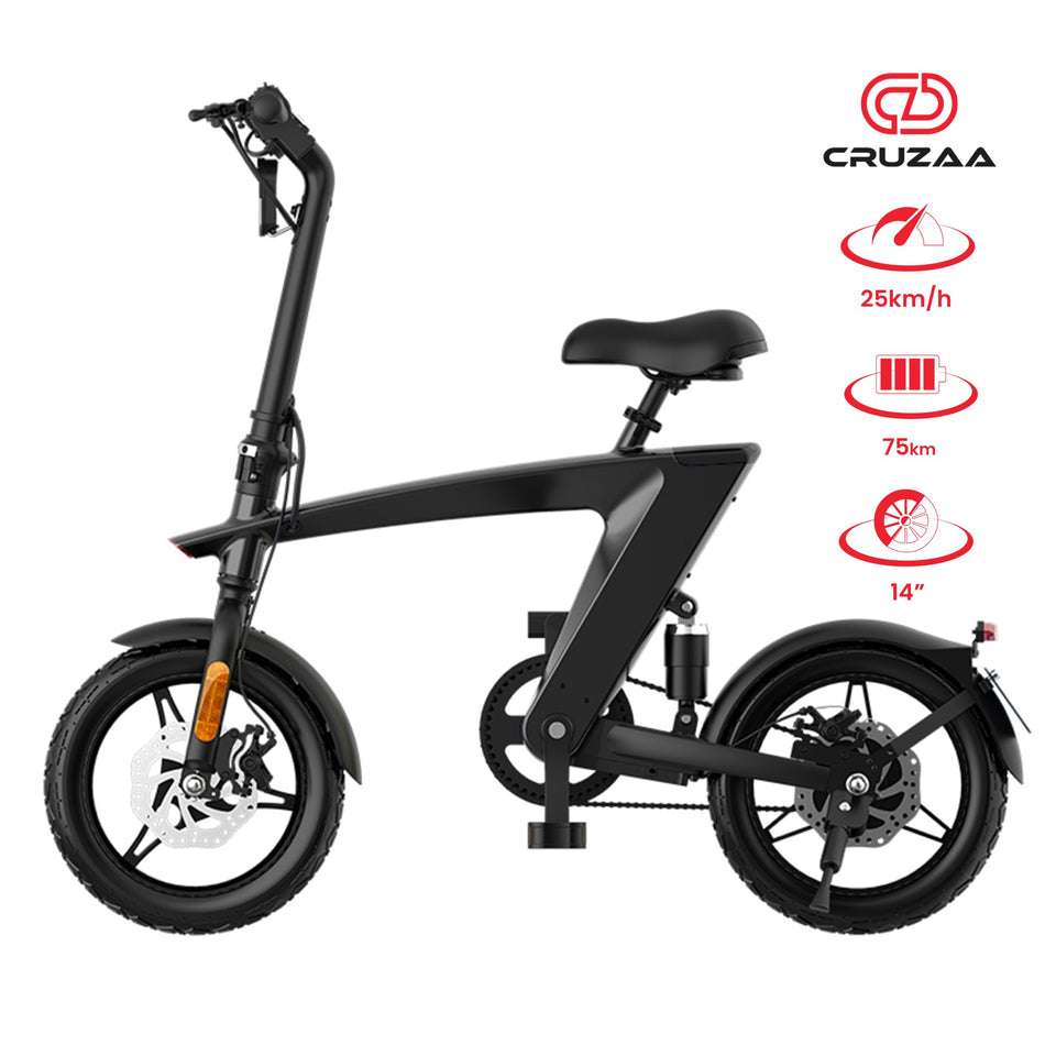 The Max foldable E-Bike Carbon Black Range 35km - Top Speed 25km/h - Drakoi Marketplace