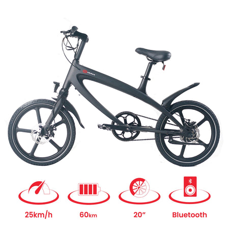 The Official Carbon Black E-Bike with Built-in Speakers & Bluetooth (Range up to 60km) - Drakoi Marketplace