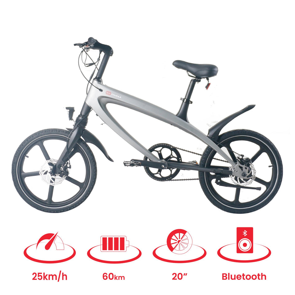 The Official Gun Metal Grey E-Bike with Built-in Speakers & Bluetooth (Range up to 60km) - Drakoi Marketplace