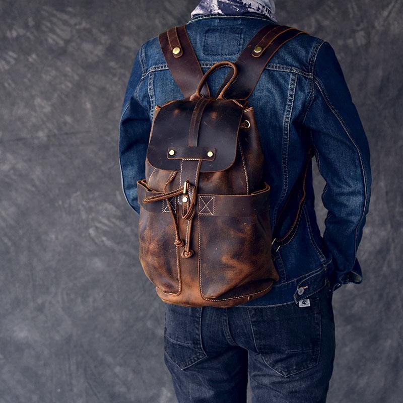 The Olaf Rucksack | Vintage Leather Travel Backpack - Drakoi Marketplace