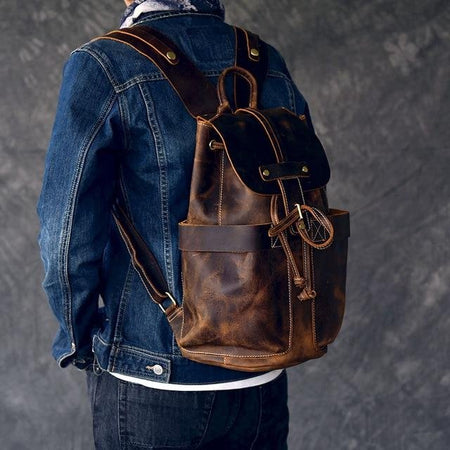 The Olaf Rucksack | Vintage Leather Travel Backpack - Drakoi Marketplace