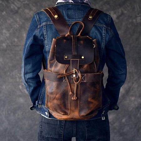 The Olaf Rucksack | Vintage Leather Travel Backpack - Drakoi Marketplace