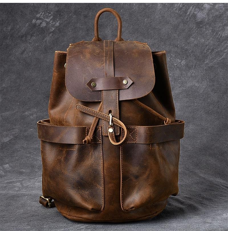 The Olaf Rucksack | Vintage Leather Travel Backpack - Drakoi Marketplace