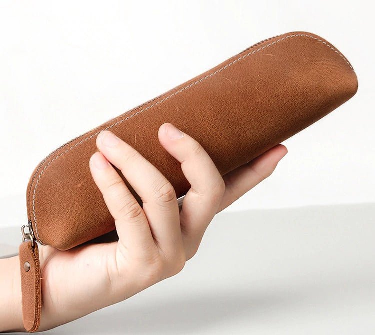 The Paavo Leather Pen Case | Leather Makeup Pouch - Drakoi Marketplace