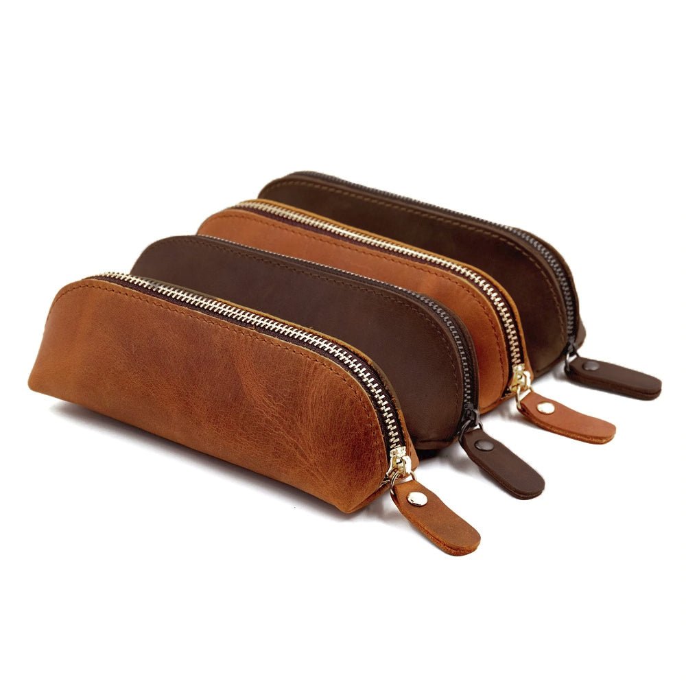 The Paavo Leather Pen Case | Leather Makeup Pouch - Drakoi Marketplace