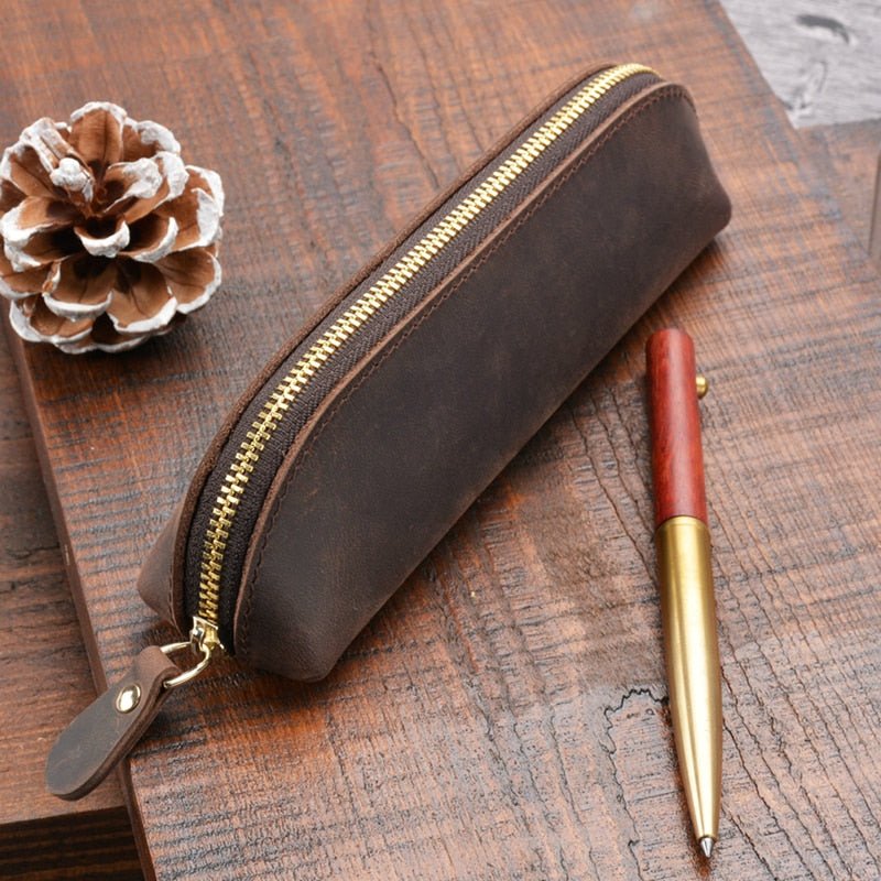 The Paavo Leather Pen Case | Leather Makeup Pouch - Drakoi Marketplace