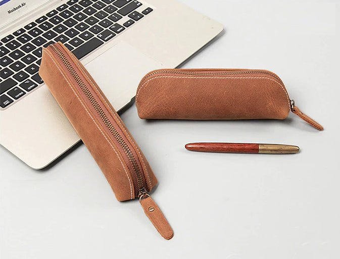 The Paavo Leather Pen Case | Leather Makeup Pouch - Drakoi Marketplace