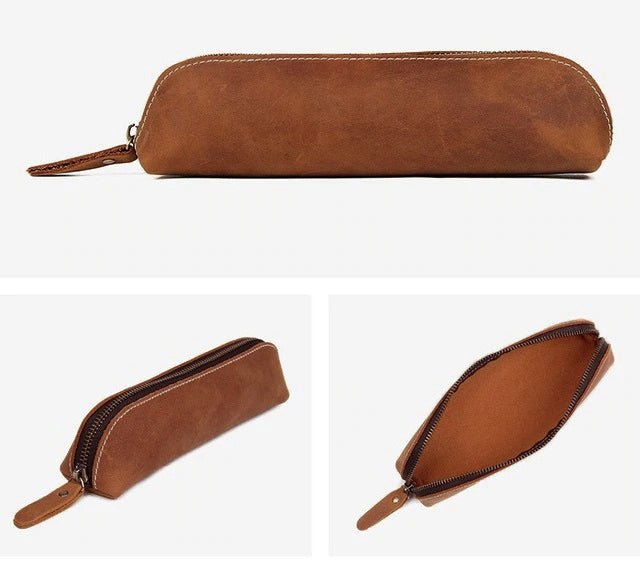 The Paavo Leather Pen Case | Leather Makeup Pouch - Drakoi Marketplace