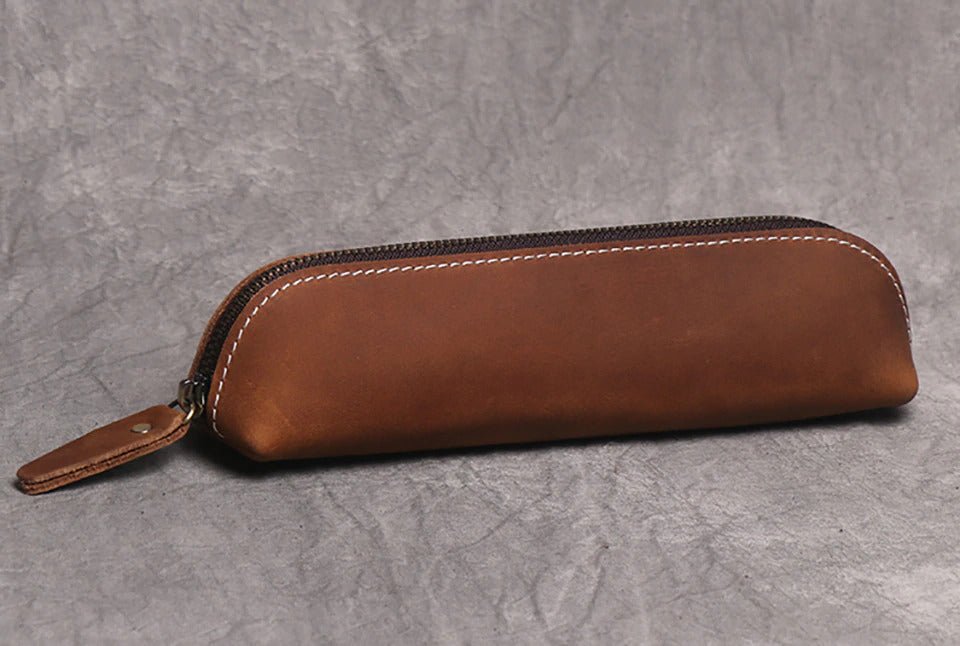 The Paavo Leather Pen Case | Leather Makeup Pouch - Drakoi Marketplace