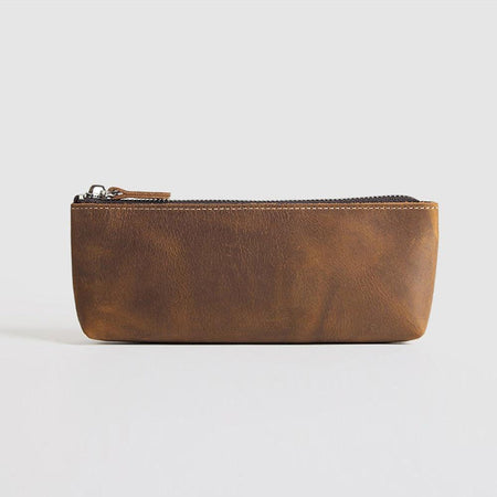 The Pallavi | Handmade Leather Pencil Case - Leather Makeup Bag - Drakoi Marketplace