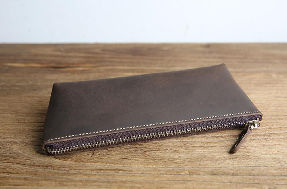 The Pallavi | Handmade Leather Pencil Case - Leather Makeup Bag - Drakoi Marketplace