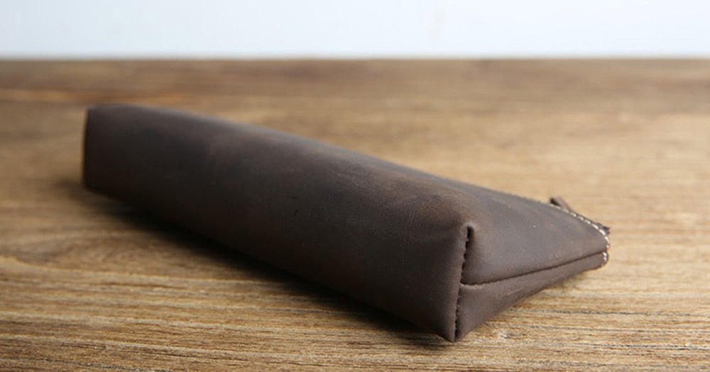 The Pallavi | Handmade Leather Pencil Case - Leather Makeup Bag - Drakoi Marketplace