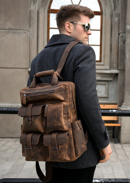 The Shelby Backpack | Handmade Genuine Leather Backpack - Drakoi Marketplace