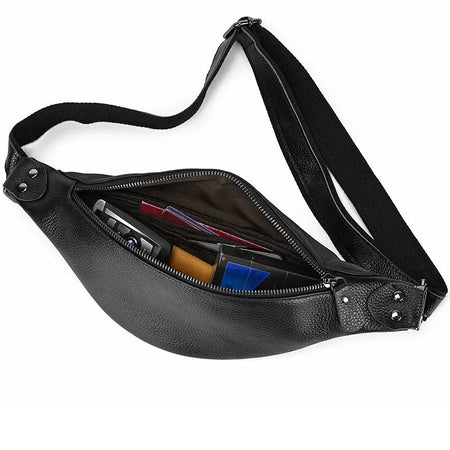 The Walcott Leather Waist Bag | Black Leather Fanny Pack - Drakoi Marketplace