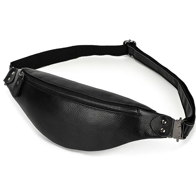 The Walcott Leather Waist Bag | Black Leather Fanny Pack - Drakoi Marketplace