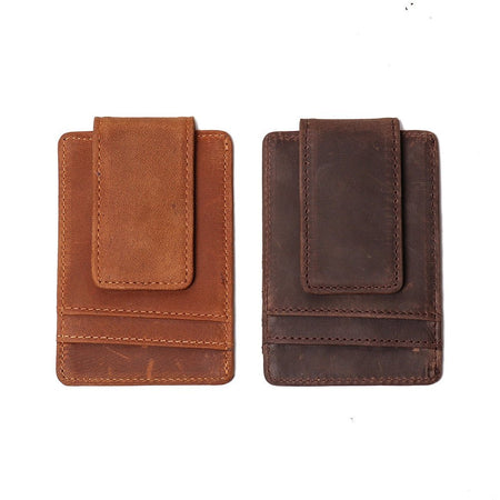 The Walden | Handmade Leather Front Pocket Wallet with Money Clip - Drakoi Marketplace