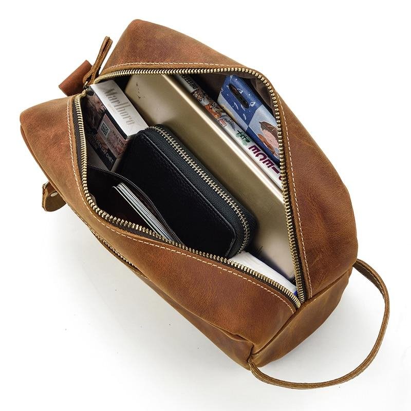 The Wanderer Toiletry Bag | Genuine Leather Toiletry Bag - Drakoi Marketplace