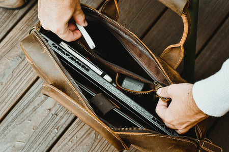 The Welch Briefcase | Vintage Leather Messenger Bag - Drakoi Marketplace