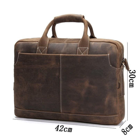 The Welch Briefcase | Vintage Leather Messenger Bag - Drakoi Marketplace