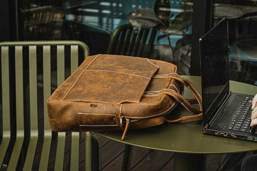 The Welch Briefcase | Vintage Leather Messenger Bag - Drakoi Marketplace