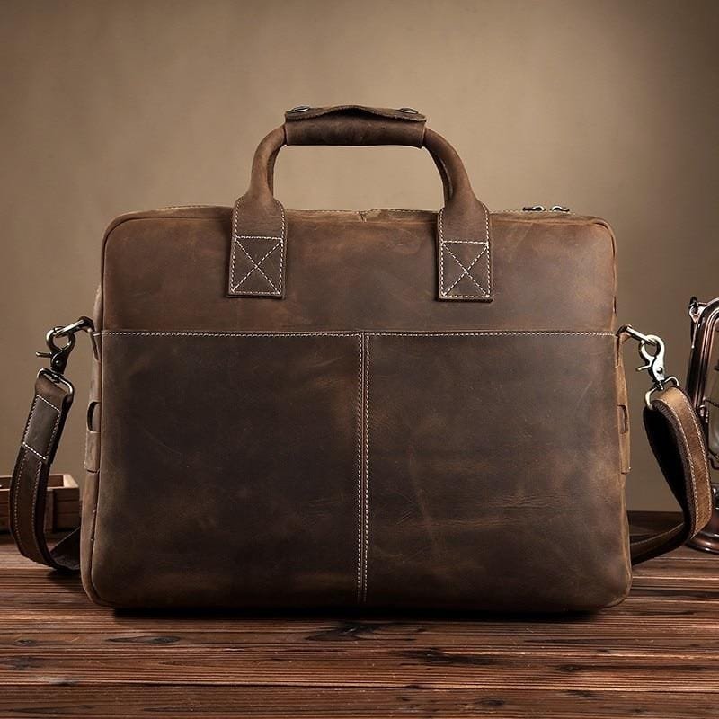 The Welch Briefcase | Vintage Leather Messenger Bag - Drakoi Marketplace