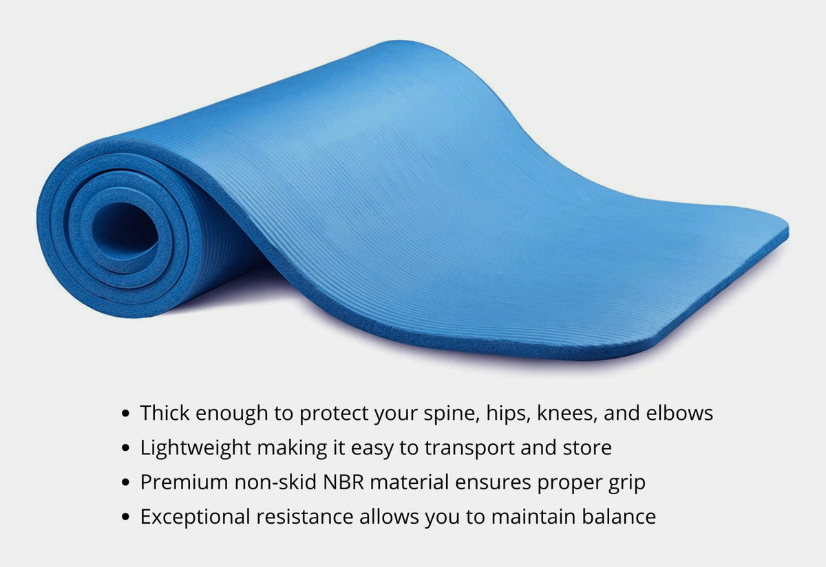 Thick Yoga and Pilates Exercise Mat with Carrying Strap - Drakoi Marketplace