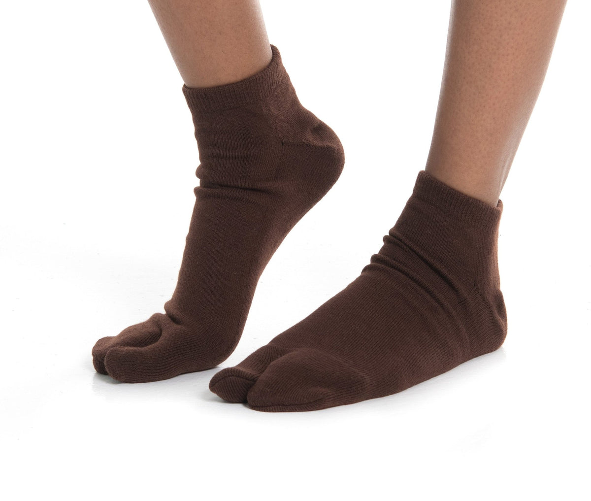 Thicker V-Toe Athletic or Casual Brown Flip-Flop Tabi Socks Cotton Blend Comfortable Stylish - Ankle Socks - Drakoi Marketplace