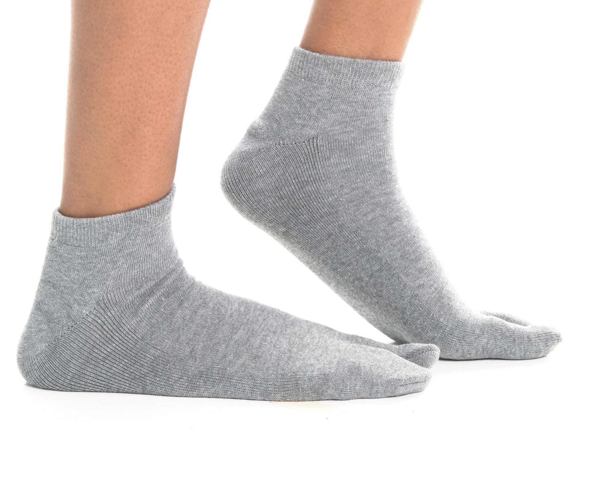 Thicker V-Toe Athletic or Casual Grey Flip-Flop Tabi Socks Cotton Blend Comfortable Stylish - Ankle Socks - Drakoi Marketplace