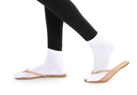 Thicker V-Toe Athletic or Casual White Flip-Flop Tabi Socks Cotton Blend Comfortable Stylish - Ankle Socks - Drakoi Marketplace