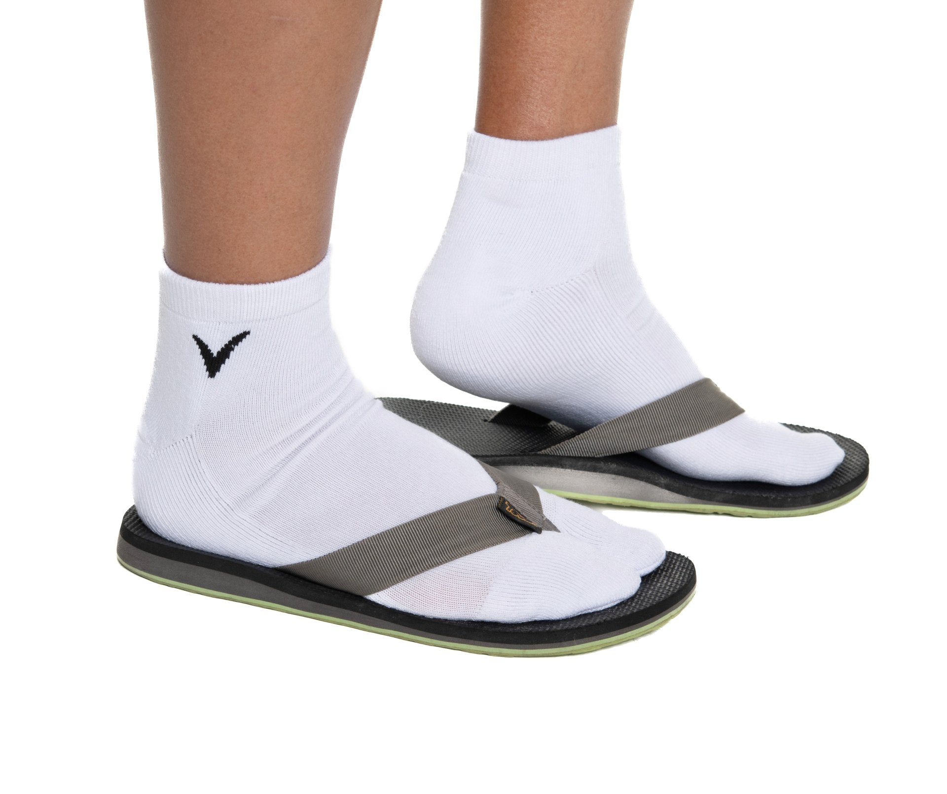 Thicker V-Toe Athletic or Casual White Flip-Flop Tabi Socks Cotton Blend Comfortable Stylish - Ankle Socks - Drakoi Marketplace