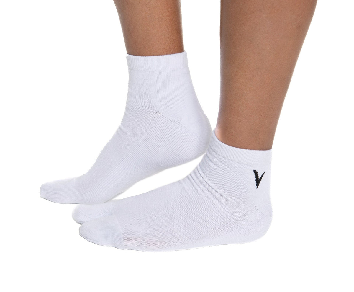 Thicker V-Toe Athletic or Casual White Flip-Flop Tabi Socks Cotton Blend Comfortable Stylish - Ankle Socks - Drakoi Marketplace